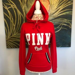 PINK Red Half Zip Up Hoodie